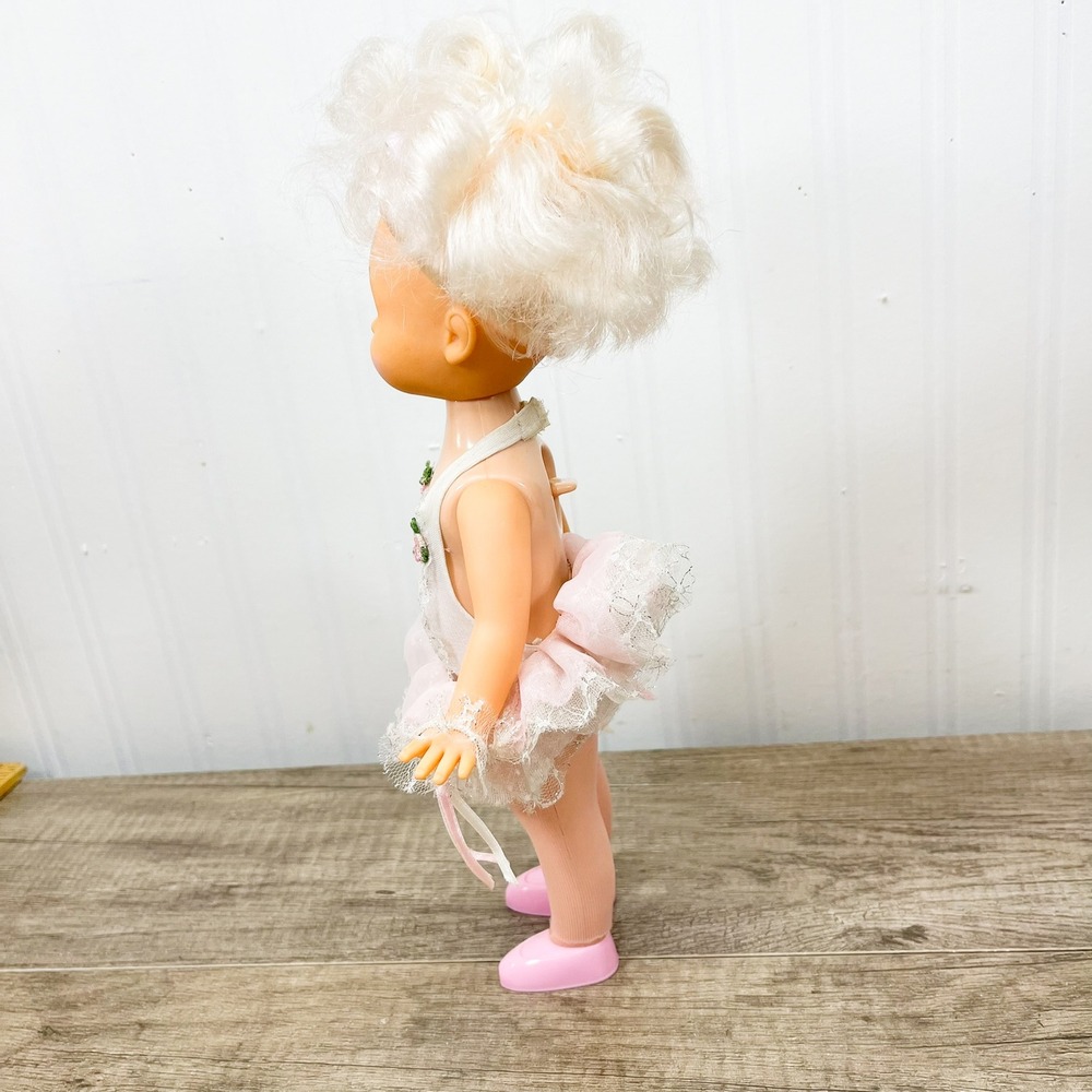 Vintage 1990 MII Ballerina Doll Wind Up Musical Pink Tutu Blonde Blue Eyes - Picture 12 of 13